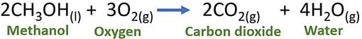 mmethanol oxygen reaction CH3OH + O2